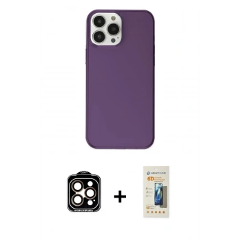 MARSİLYAN™- iPhone 14 Pro Max Kılıf Kutup Doku Koleksiyonu - Siyah 6D Mat Seramik Hayalet Nano Ekran Koruyucu + PVD Metal Kamera Lens - TU