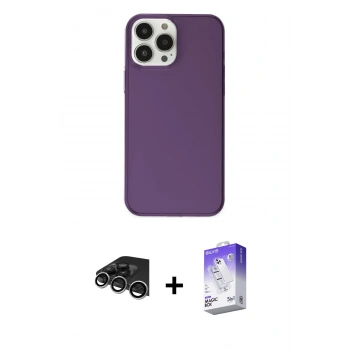 MARSİLYAN™- iPhone 14 Pro Max Kılıf Kutup Doku Koleksiyonu - Siyah Bilvis 5in1 3D Magic Cam Ekran Koruyucu + Raze Metal Kamera Lens - GS