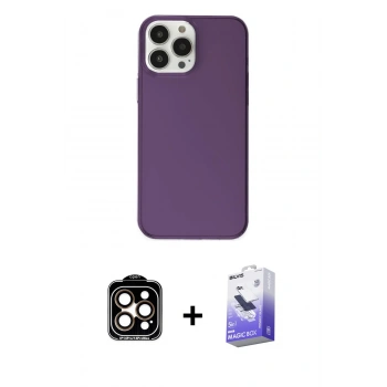 MARSİLYAN™- iPhone 14 Pro Max Kılıf Kutup Doku Koleksiyonu - Siyah Bilvis 5in1 5D Magic Hayalet Cam Ekran Koruyucu + PVD Metal Kamera Lens - TU