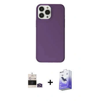 MARSİLYAN™- iPhone 14 Pro Max Kılıf Kutup Doku Koleksiyonu - Siyah Bilvis 5in1 5D Magic Hayalet Cam Ekran Koruyucu + Bilvis Titan Kamera Lens - GS