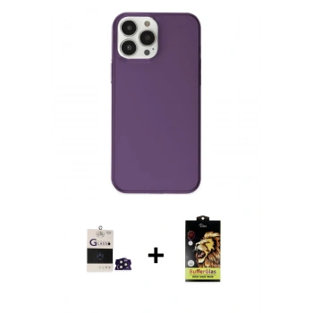 MARSİLYAN™- iPhone 14 Pro Max Kılıf Kutup Doku Koleksiyonu - Siyah Buffer Cam Ekran Koruyucu + Bilvis Titan Kamera Lens - DNMR