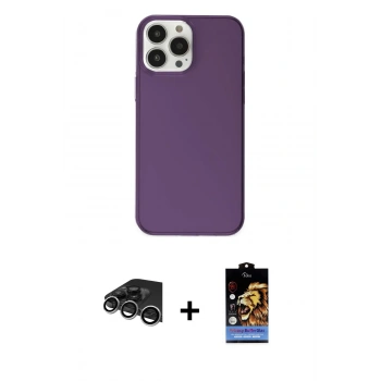 MARSİLYAN™- iPhone 14 Pro Max Kılıf Kutup Doku Koleksiyonu - Siyah Buffer Hayalet Cam Ekran Koruyucu + Raze Metal Kamera Lens - GS