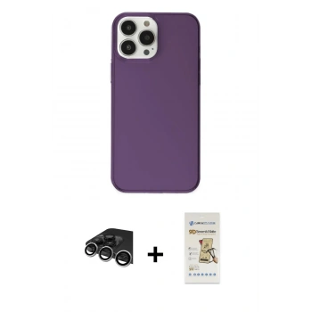 MARSİLYAN™- iPhone 14 Pro Max Kılıf Kutup Doku Koleksiyonu - Siyah Mat Seramik Nano Ekran Koruyucu + Raze Metal Kamera Lens - GS