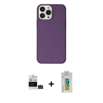 MARSİLYAN™- iPhone 14 Pro Max Kılıf Kutup Doku Koleksiyonu - Siyah Polymer Nano Ekran Koruyucu + Bilvis Titan Kamera Lens - DNMR