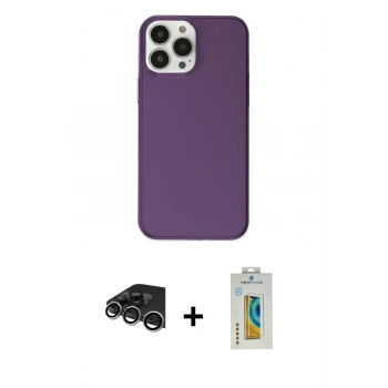 MARSİLYAN™- iPhone 14 Pro Max Kılıf Kutup Doku Koleksiyonu - Siyah Polymer Nano Ekran Koruyucu + Raze Metal Kamera Lens - GS