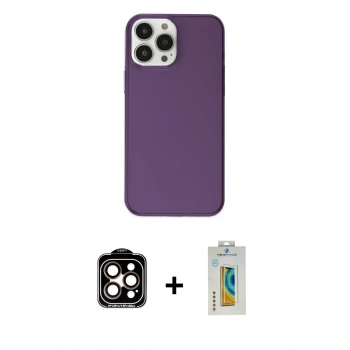 MARSİLYAN™- iPhone 14 Pro Max Kılıf Kutup Doku Koleksiyonu - Siyah Polymer Nano Ekran Koruyucu + PVD Metal Kamera Lens - TU