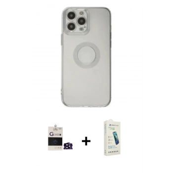 MARSİLYAN™- iPhone 14 Pro Max Kılıf Kutup Klasik - Şeffaf Pasifik Cam Ekran Koruyucu + Bilvis Titan Kamera Lens - DNMR