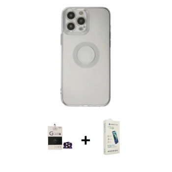 MARSİLYAN™- iPhone 14 Pro Max Kılıf Kutup Klasik - Şeffaf Pasifik Cam Ekran Koruyucu + Bilvis Titan Kamera Lens - GD