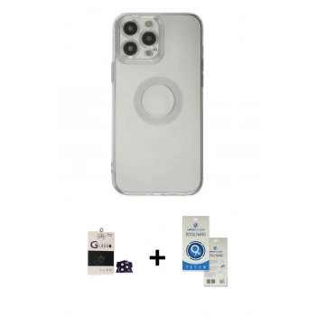 MARSİLYAN™- iPhone 14 Pro Max Kılıf Kutup Klasik - Şeffaf Royal Nano Ekran Koruyucu + Bilvis Titan Kamera Lens - DNMR