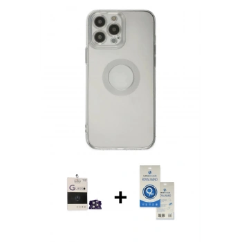 MARSİLYAN™- iPhone 14 Pro Max Kılıf Kutup Klasik - Şeffaf Royal Nano Ekran Koruyucu + Bilvis Titan Kamera Lens - GS