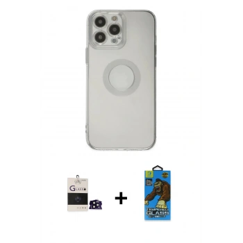 MARSİLYAN™- iPhone 14 Pro Max Kılıf Kutup Klasik - Siyah 18D Cam Ekran Koruyucu + Bilvis Titan Kamera Lens - SH