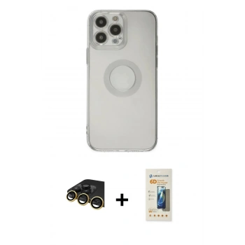 MARSİLYAN™- iPhone 14 Pro Max Kılıf Kutup Klasik - Siyah 6D Mat Seramik Hayalet Nano Ekran Koruyucu + Raze Metal Kamera Lens - GD