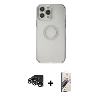 MARSİLYAN™- iPhone 14 Pro Max Kılıf Kutup Klasik - Siyah Bilvis 3D Mat Cam Ekran Koruyucu + Raze Metal Kamera Lens - GS