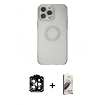 MARSİLYAN™- iPhone 14 Pro Max Kılıf Kutup Klasik - Siyah Bilvis 3D Mat Cam Ekran Koruyucu + PVD Metal Kamera Lens - TU