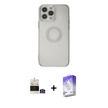 MARSİLYAN™- iPhone 14 Pro Max Kılıf Kutup Klasik - Siyah Bilvis 5in1 3D Magic Cam Ekran Koruyucu + Bilvis Titan Kamera Lens - GD