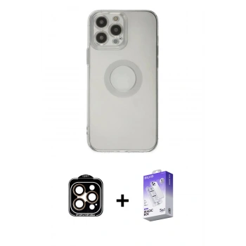 MARSİLYAN™- iPhone 14 Pro Max Kılıf Kutup Klasik - Siyah Bilvis 5in1 3D Magic Cam Ekran Koruyucu + PVD Metal Kamera Lens - TU
