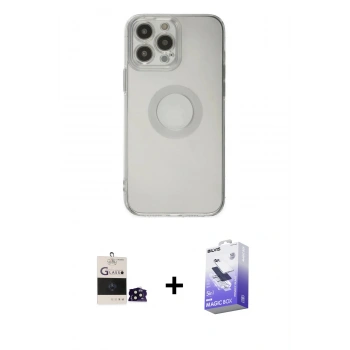 MARSİLYAN™- iPhone 14 Pro Max Kılıf Kutup Klasik - Siyah Bilvis 5in1 5D Magic Hayalet Cam Ekran Koruyucu + Bilvis Titan Kamera Lens - SH