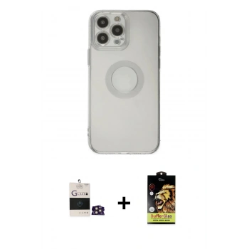 MARSİLYAN™- iPhone 14 Pro Max Kılıf Kutup Klasik - Siyah Buffer Cam Ekran Koruyucu + Bilvis Titan Kamera Lens - GD