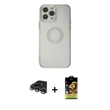 MARSİLYAN™- iPhone 14 Pro Max Kılıf Kutup Klasik - Siyah Buffer Cam Ekran Koruyucu + Raze Metal Kamera Lens - GS