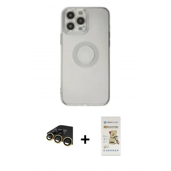 MARSİLYAN™- iPhone 14 Pro Max Kılıf Kutup Klasik - Siyah Mat Seramik Nano Ekran Koruyucu + Raze Metal Kamera Lens - GD