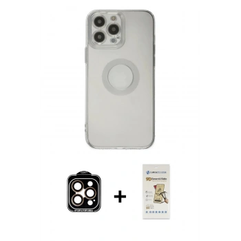 MARSİLYAN™- iPhone 14 Pro Max Kılıf Kutup Klasik - Siyah Mat Seramik Nano Ekran Koruyucu + PVD Metal Kamera Lens - TU