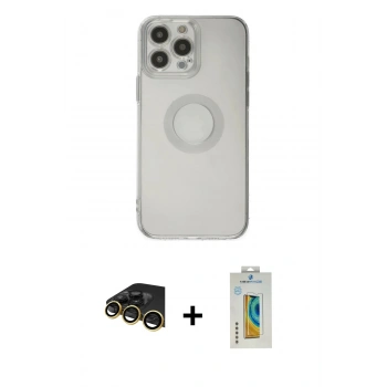 MARSİLYAN™- iPhone 14 Pro Max Kılıf Kutup Klasik - Siyah Polymer Nano Ekran Koruyucu + Raze Metal Kamera Lens - GD
