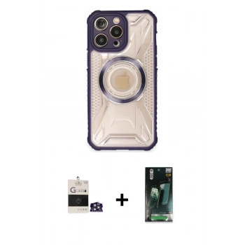 MARSİLYAN™- iPhone 14 Pro Max Kılıf Kutup Modern - Şeffaf 360 Full Body Arka Koruyucu + Bilvis Titan Kamera Lens - GS