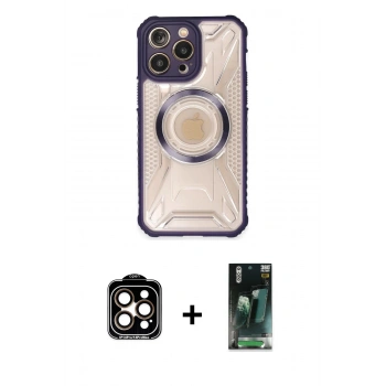 MARSİLYAN™- iPhone 14 Pro Max Kılıf Kutup Modern - Şeffaf 360 Full Body Arka Koruyucu + PVD Metal Kamera Lens - TU