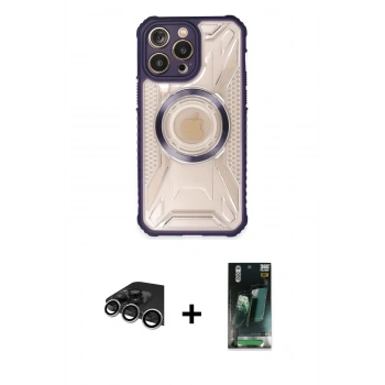 MARSİLYAN™- iPhone 14 Pro Max Kılıf Kutup Modern - Siyah 360 Mat Full Body Arka Koruyucu + Raze Metal Kamera Lens - GS