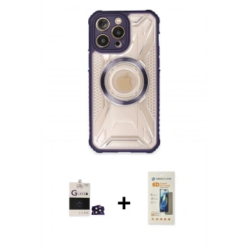 MARSİLYAN™- iPhone 14 Pro Max Kılıf Kutup Modern - Siyah 6D Mat Seramik Hayalet Nano Ekran Koruyucu + Bilvis Titan Kamera Lens - DNMR