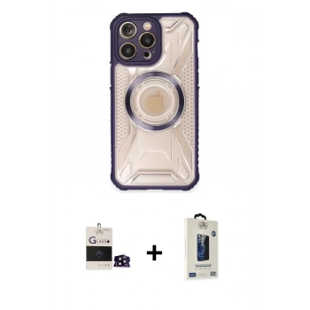 MARSİLYAN™- iPhone 14 Pro Max Kılıf Kutup Modern - Siyah Bilvis Hayalet Cam Ekran Koruyucu + Bilvis Titan Kamera Lens - SH