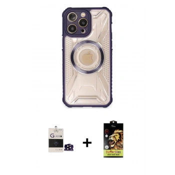 MARSİLYAN™- iPhone 14 Pro Max Kılıf Kutup Modern - Siyah Buffer Cam Ekran Koruyucu + Bilvis Titan Kamera Lens - SH