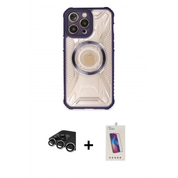 MARSİLYAN™- iPhone 14 Pro Max Kılıf Kutup Modern - Siyah Joko 5D Cam + Raze Metal Kamera Lens - GS