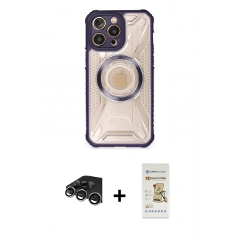 MARSİLYAN™- iPhone 14 Pro Max Kılıf Kutup Modern - Siyah Mat Seramik Nano Ekran Koruyucu + Raze Metal Kamera Lens - GS