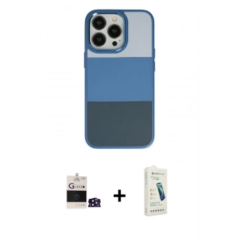 MARSİLYAN™- iPhone 14 Pro Max Kılıf Kutup Özel Seri - Şeffaf Pasifik Cam Ekran Koruyucu + Bilvis Titan Kamera Lens - DNMR
