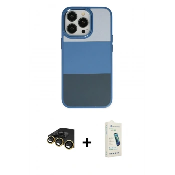 MARSİLYAN™- iPhone 14 Pro Max Kılıf Kutup Özel Seri - Şeffaf Pasifik Cam Ekran Koruyucu + Raze Metal Kamera Lens - GD