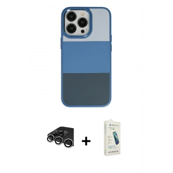 MARSİLYAN™- iPhone 14 Pro Max Kılıf Kutup Özel Seri - Şeffaf Pasifik Cam Ekran Koruyucu + Raze Metal Kamera Lens - GS