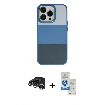 MARSİLYAN™- iPhone 14 Pro Max Kılıf Kutup Özel Seri - Şeffaf Royal Nano Ekran Koruyucu + Raze Metal Kamera Lens - GS