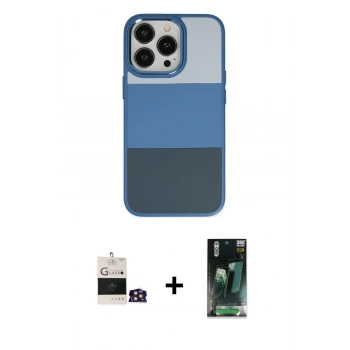 MARSİLYAN™- iPhone 14 Pro Max Kılıf Kutup Özel Seri - Siyah 360 Mat Full Body Arka Koruyucu + Bilvis Titan Kamera Lens - GD
