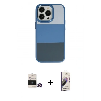 MARSİLYAN™- iPhone 14 Pro Max Kılıf Kutup Özel Seri - Siyah Bilvis 3D Mat Cam Ekran Koruyucu + Bilvis Titan Kamera Lens - GD