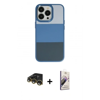 MARSİLYAN™- iPhone 14 Pro Max Kılıf Kutup Özel Seri - Siyah Bilvis 3D Mat Cam Ekran Koruyucu + Raze Metal Kamera Lens - GD