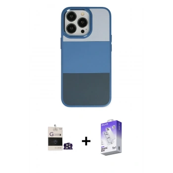 MARSİLYAN™- iPhone 14 Pro Max Kılıf Kutup Özel Seri - Siyah Bilvis 5in1 3D Magic Cam Ekran Koruyucu + Bilvis Titan Kamera Lens - GS