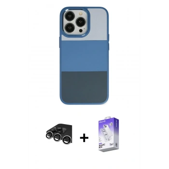 MARSİLYAN™- iPhone 14 Pro Max Kılıf Kutup Özel Seri - Siyah Bilvis 5in1 3D Magic Cam Ekran Koruyucu + Raze Metal Kamera Lens - GS