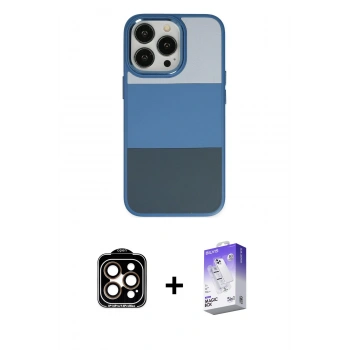 MARSİLYAN™- iPhone 14 Pro Max Kılıf Kutup Özel Seri - Siyah Bilvis 5in1 3D Magic Cam Ekran Koruyucu + PVD Metal Kamera Lens - TU