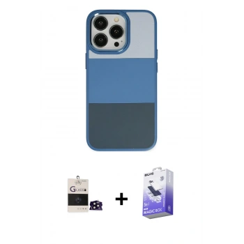 MARSİLYAN™- iPhone 14 Pro Max Kılıf Kutup Özel Seri - Siyah Bilvis 5in1 5D Magic Hayalet Cam Ekran Koruyucu + Bilvis Titan Kamera Lens - SH