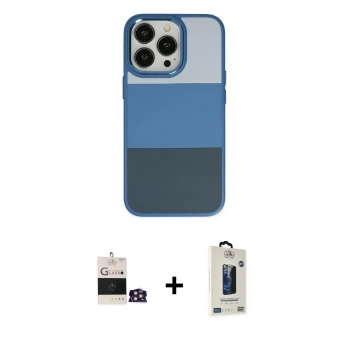 MARSİLYAN™- iPhone 14 Pro Max Kılıf Kutup Özel Seri - Siyah Bilvis Hayalet Cam Ekran Koruyucu + Bilvis Titan Kamera Lens - GD