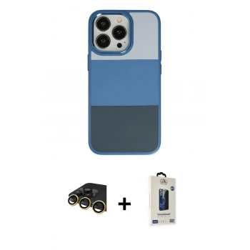 MARSİLYAN™- iPhone 14 Pro Max Kılıf Kutup Özel Seri - Siyah Bilvis Hayalet Cam Ekran Koruyucu + Raze Metal Kamera Lens - GD