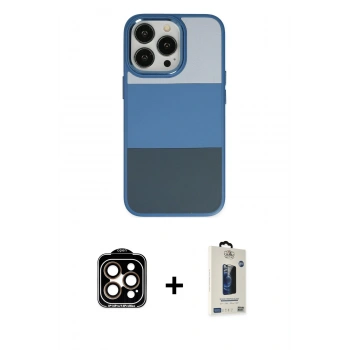 MARSİLYAN™- iPhone 14 Pro Max Kılıf Kutup Özel Seri - Siyah Bilvis Hayalet Cam Ekran Koruyucu + PVD Metal Kamera Lens - TU