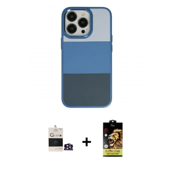 MARSİLYAN™- iPhone 14 Pro Max Kılıf Kutup Özel Seri - Siyah Buffer Cam Ekran Koruyucu + Bilvis Titan Kamera Lens - GD