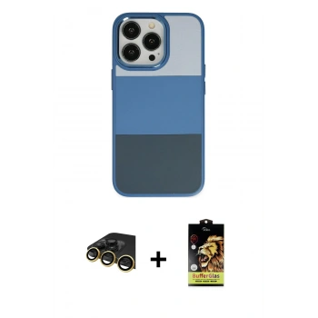 MARSİLYAN™- iPhone 14 Pro Max Kılıf Kutup Özel Seri - Siyah Buffer Cam Ekran Koruyucu + Raze Metal Kamera Lens - GD